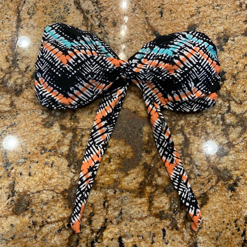 Converse Swim Bikini Bandeau Strapless Tie Back Top Multicolor Size Medium